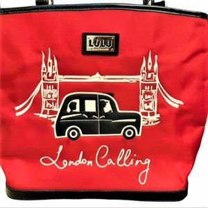 LULU London Calling Retro Bright Red Embroidered Handbag Tote NEW with TAG